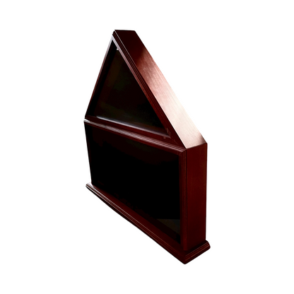 Wooden flag display case and combined medal display case on a white background