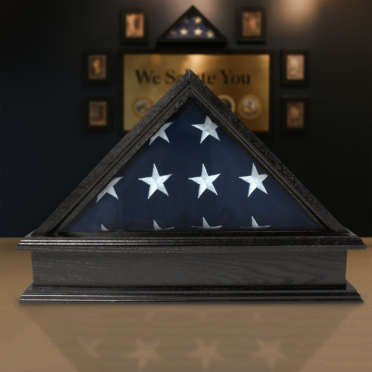 Jefferson Folded Flag Display Case & Pedestal  for 3' x 5' Flag