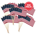 Super Tough 4"x6" Cotton US Stick Flag with Ball Tip - 100 Pack
