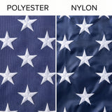 Super Tough Bundle - 3ft x 5ft Knitted Polyester American + 6ft Aluminum Two Piece Spinner Flagpole Kit