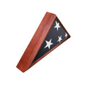 Wooden flag display case with American flag design on a white background