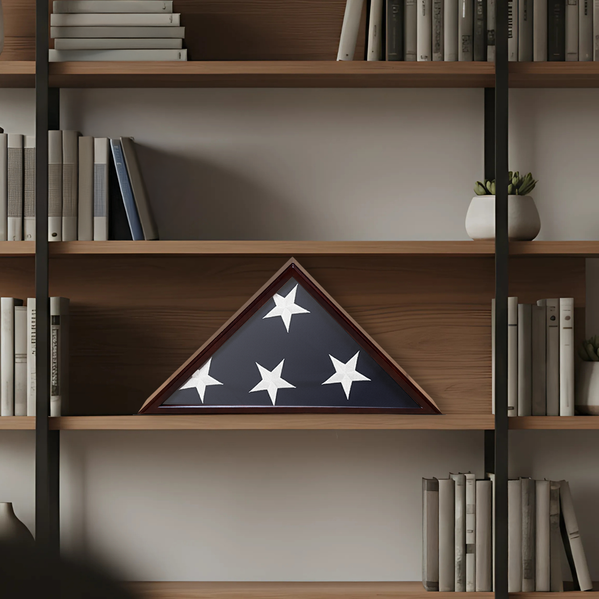 Veteran Flag Display Case - Case Only - Cherry Walnut