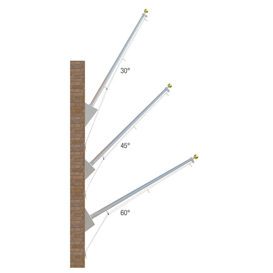 10ft Outrigger Wall Mount Series Commercial Flagpole - 60° Angle - .125in Wall Thickness - 4in Butt Diameter