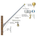 10ft Outrigger Wall Mount Series Commercial Flagpole - 60° Angle - .125in Wall Thickness - 4in Butt Diameter