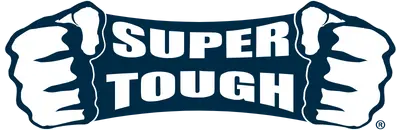 Logo of a clenched fist with 'Super Tough' text inside it.