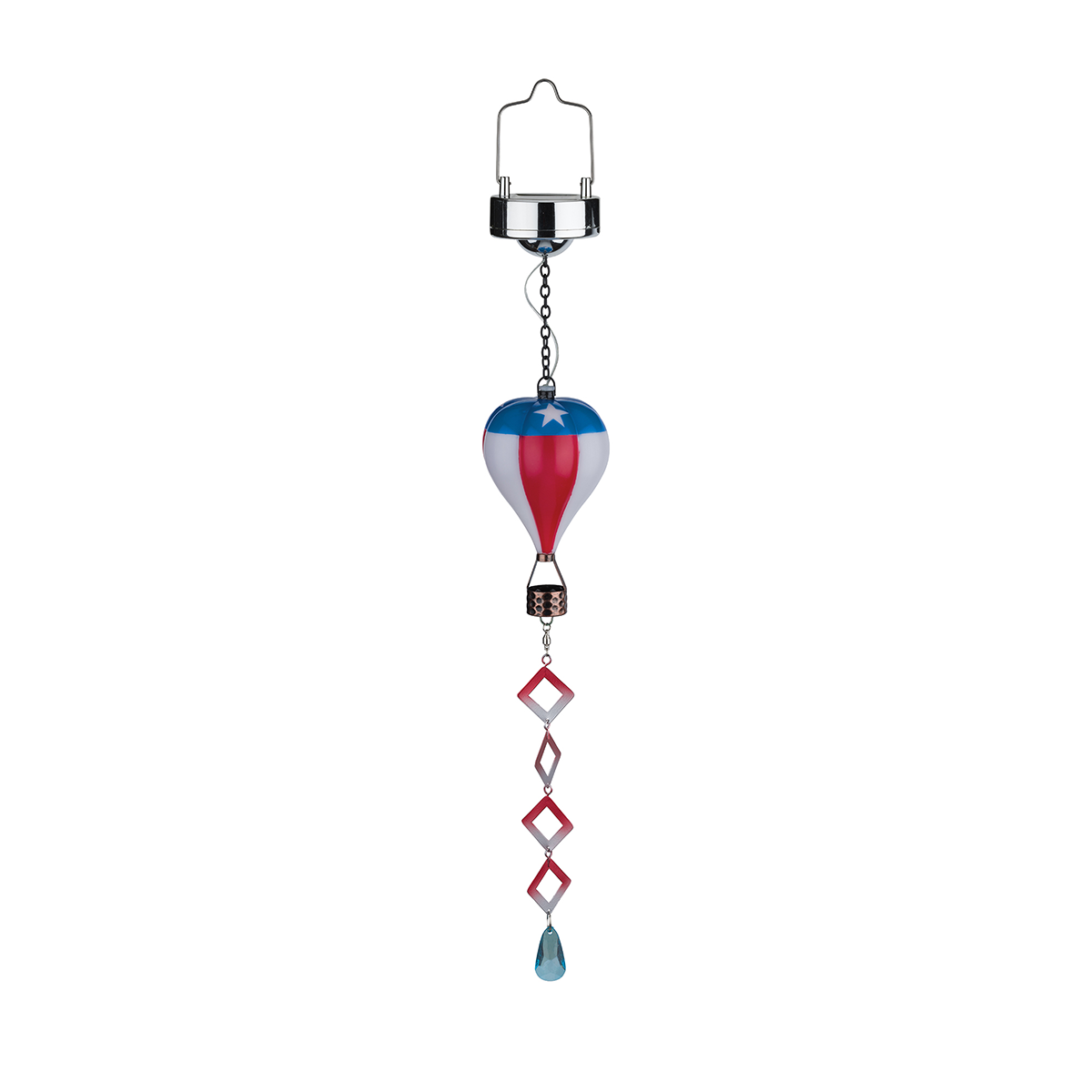 Patriotic Hot Air Balloon Spinner Solar Lantern for Outdoor Garden - Mini