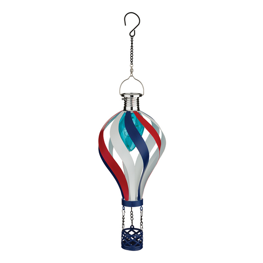 Patriotic Hot Air Balloon Solar Lantern with Spinning Design for Outdoor Garden