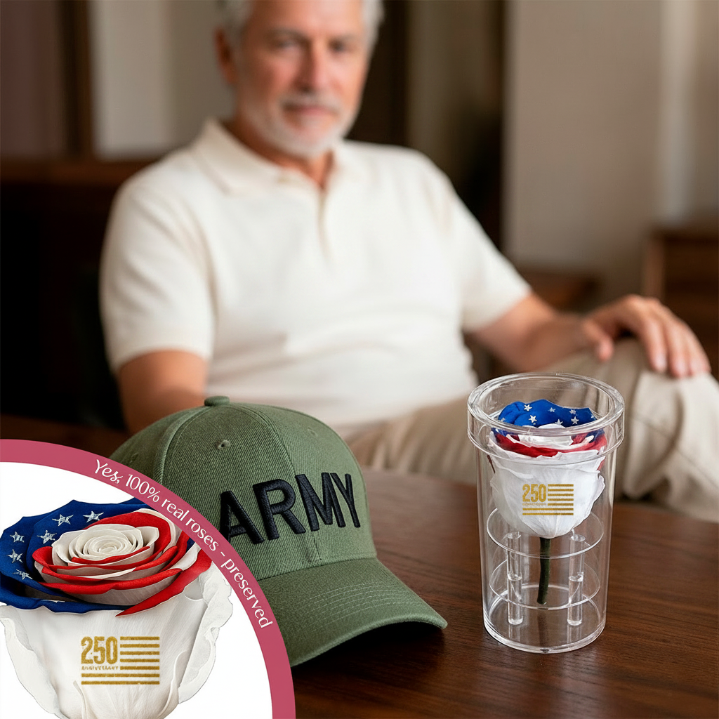 America 250 Forever Rose – 100% Real