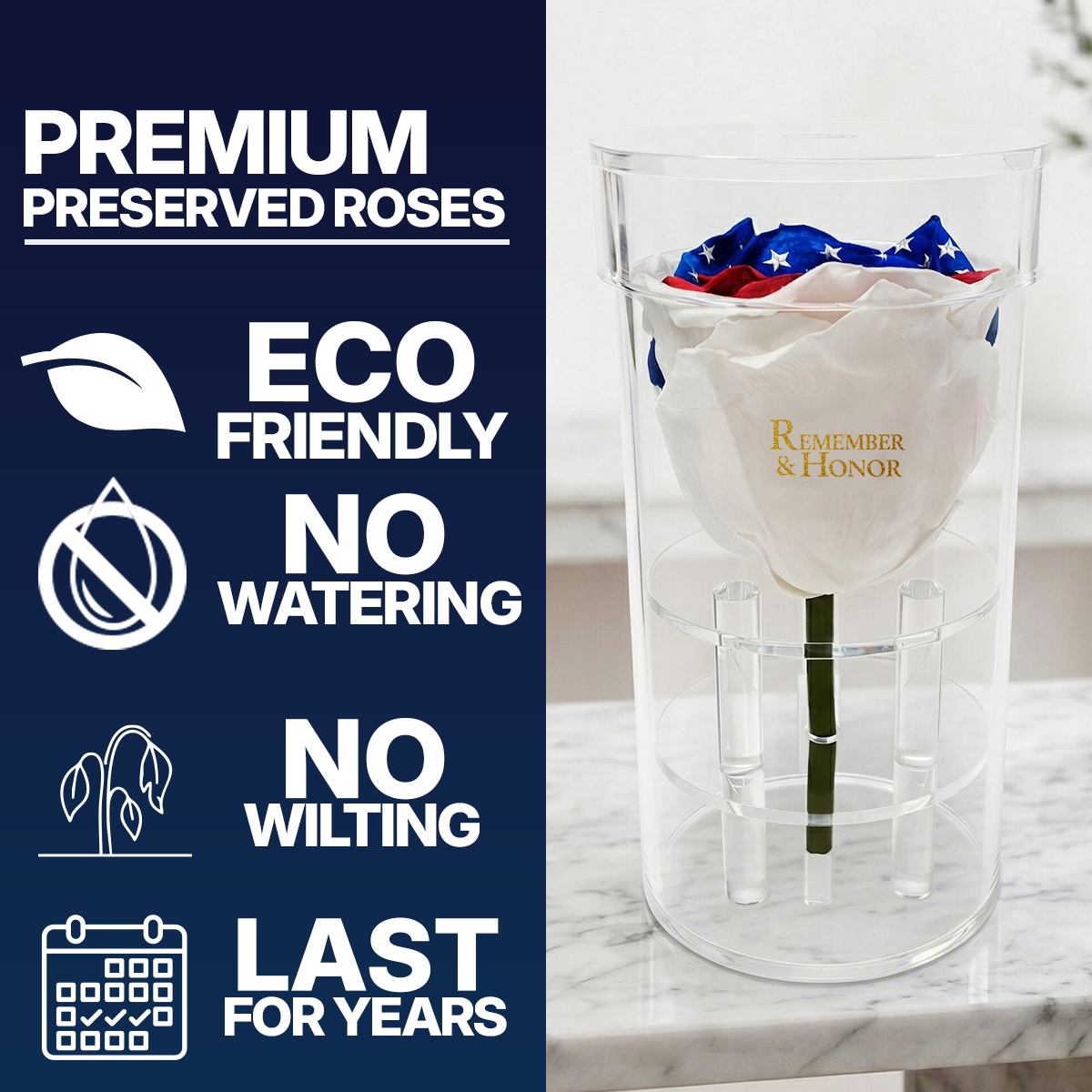 Americana Remember & Honor Forever Rose – 100% Real