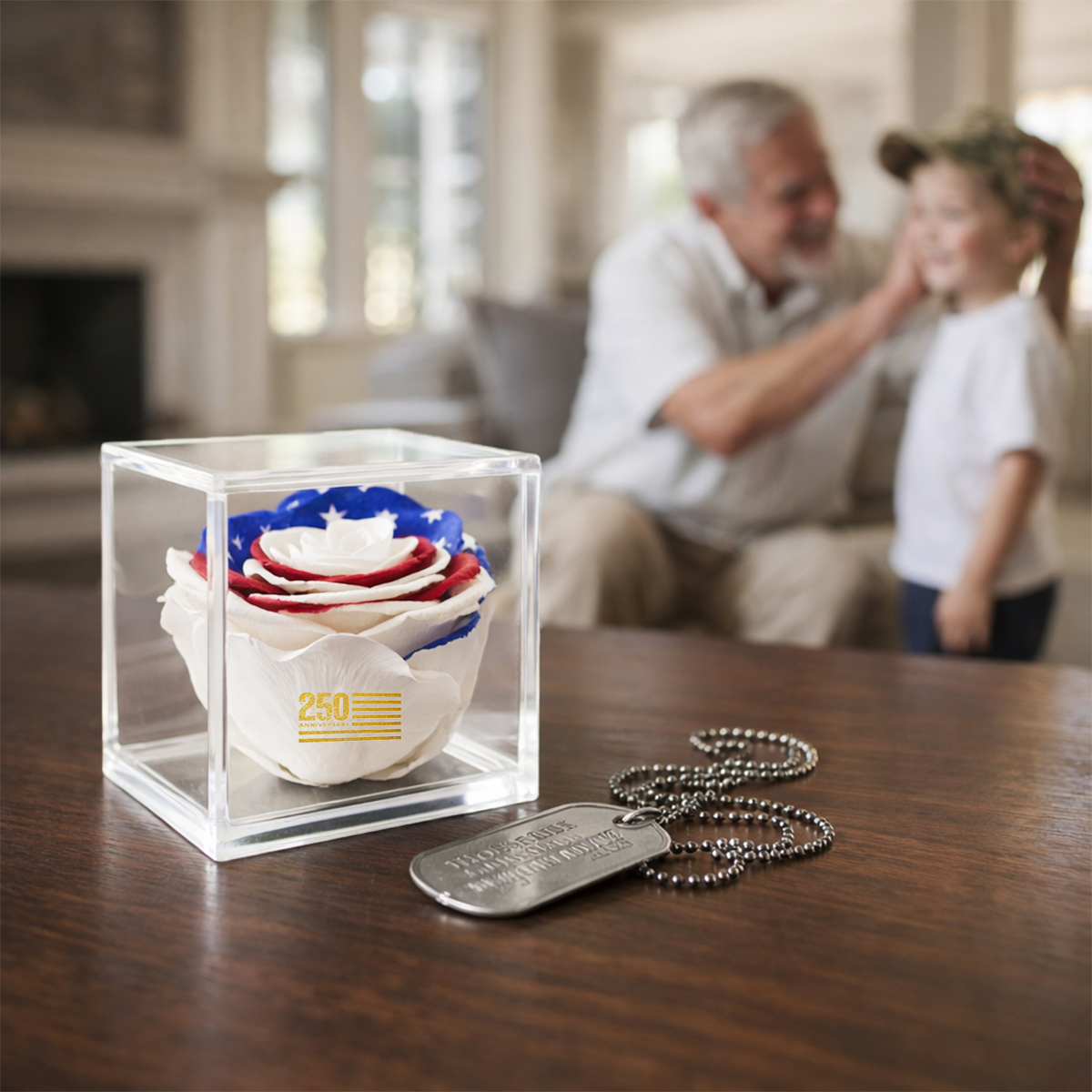 America 250 Forever Stemless Rose – 100% Real