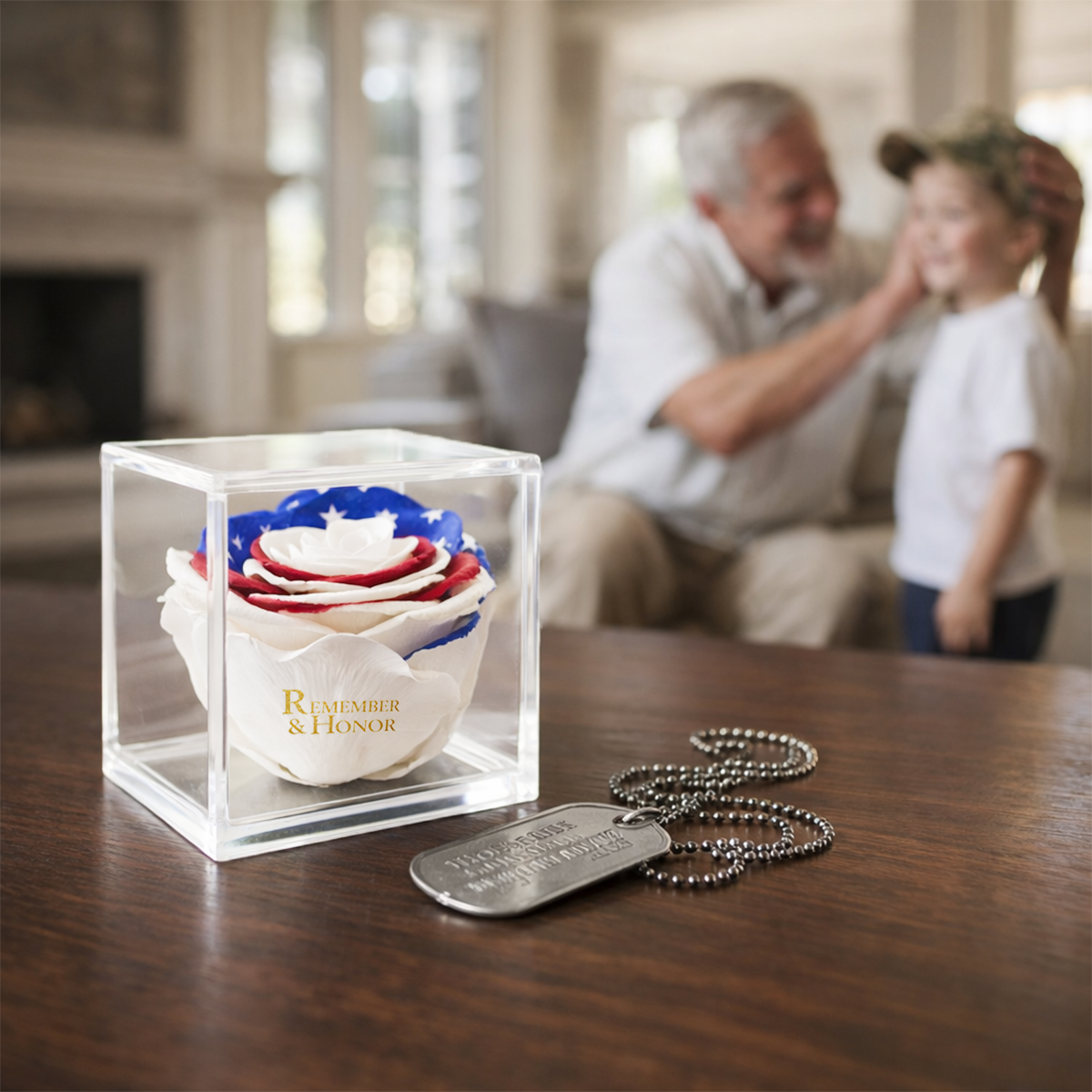 Americana Remember & Honor Forever Stemless Rose – 100% Real