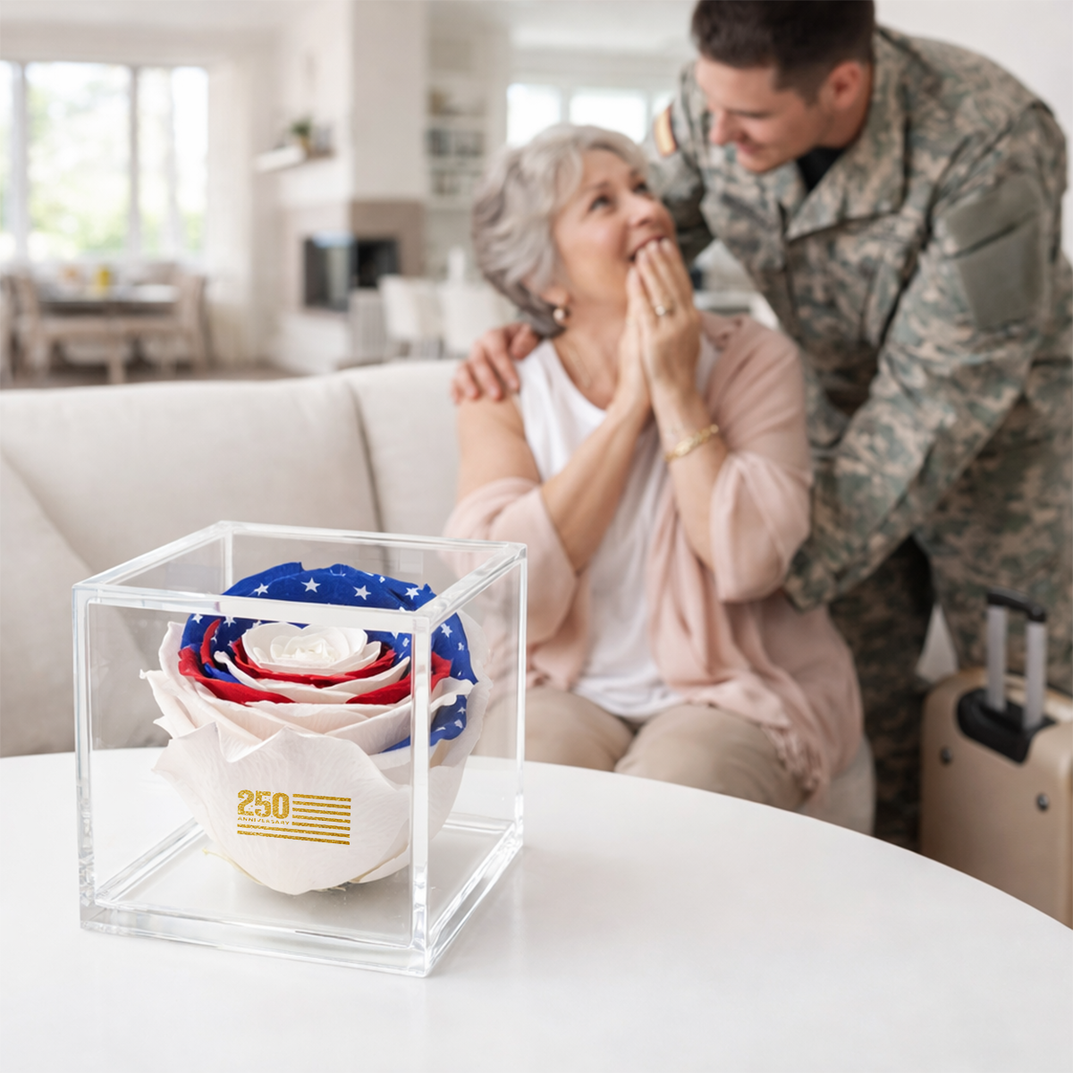 America 250 Forever Stemless Rose – 100% Real