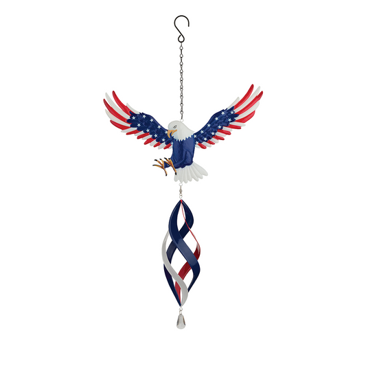 Patriotic Eagle Hanging Wind Spinner for Outdoor Garden