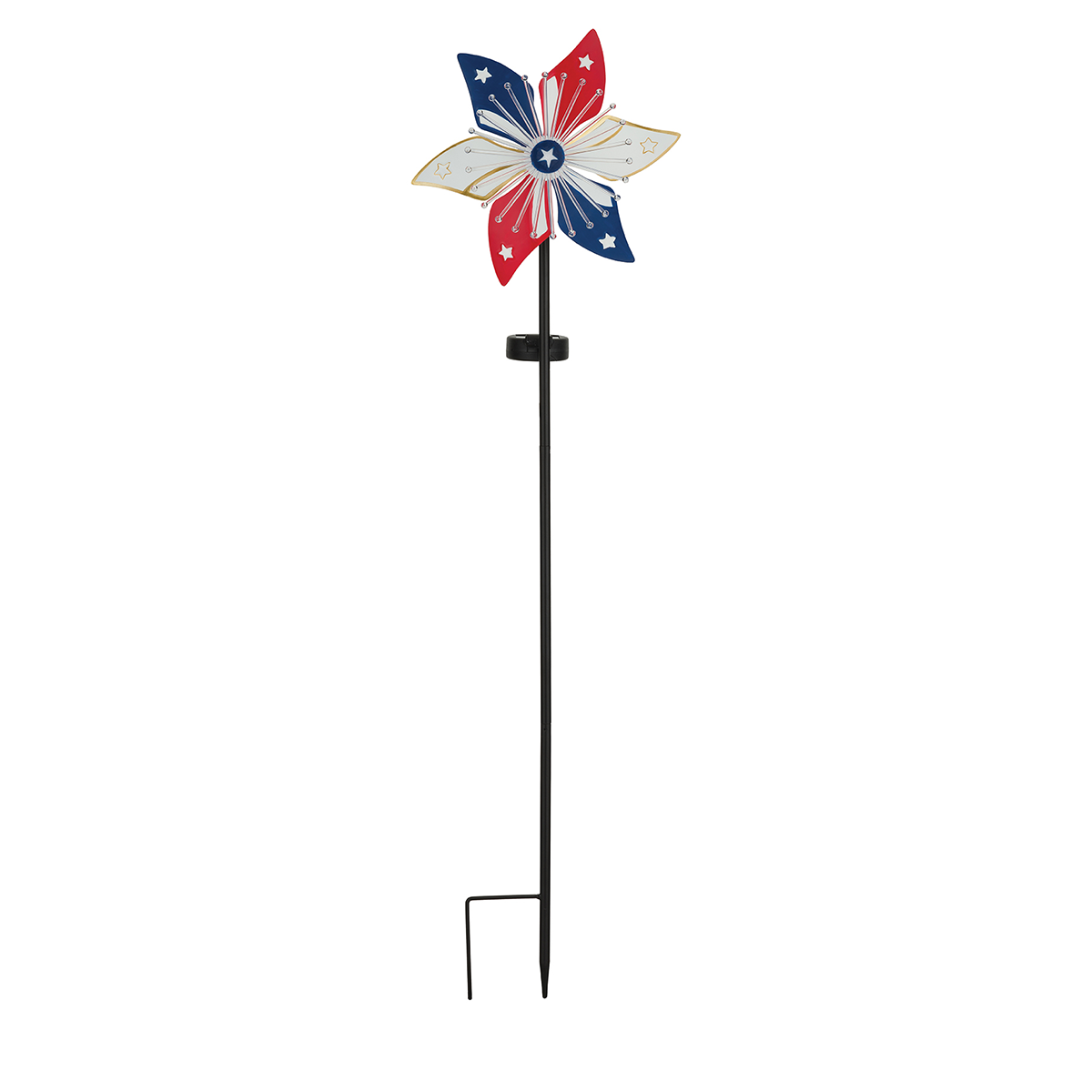 Patriotic Flower Spinner Solar Stake for Outdoor Garden