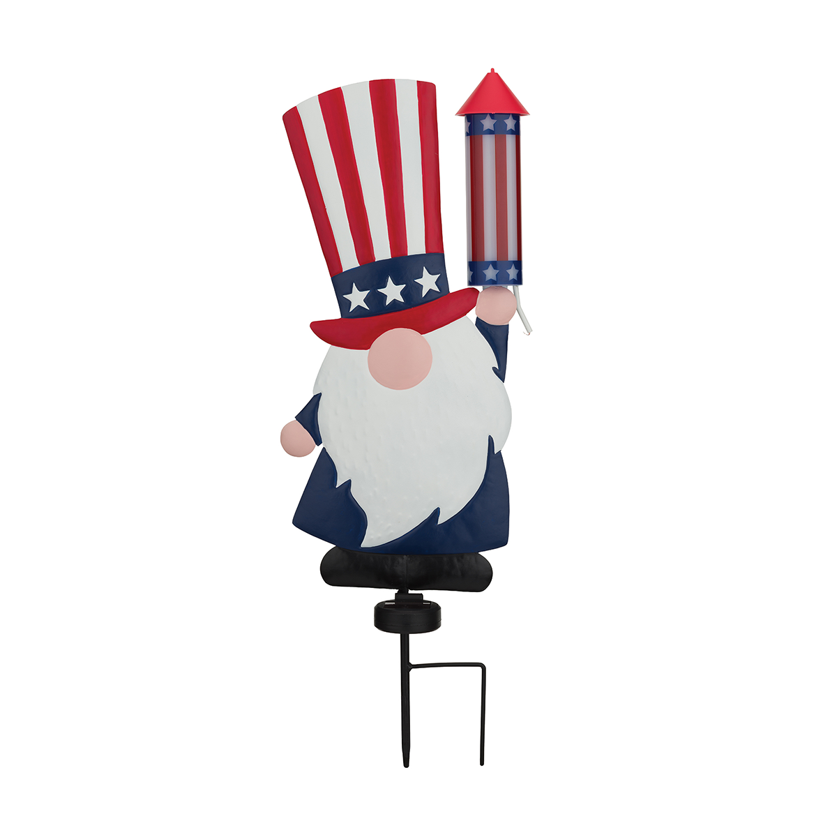 Patriotic Uncle Sam Gnome Solar Stake for Outdoor Garden