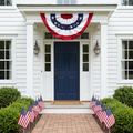 Patriotic bunting for outdoors.
