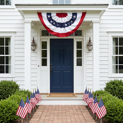 Patriotic bunting for outdoors.
