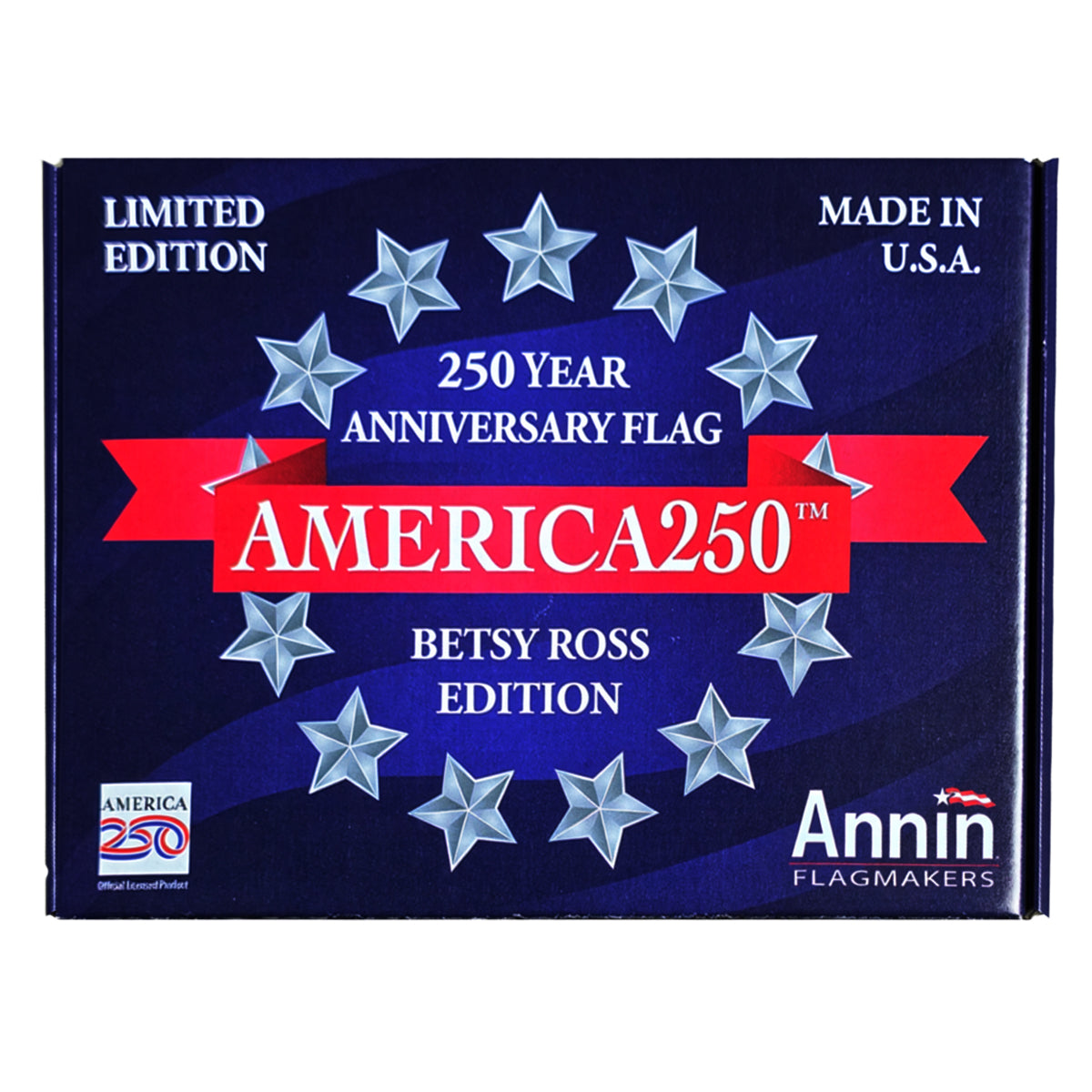 USA 250th Anniversary Betsy Ross Edition 3ft x 5ft Nyl-Glo Flag - With Special Anniversary Box