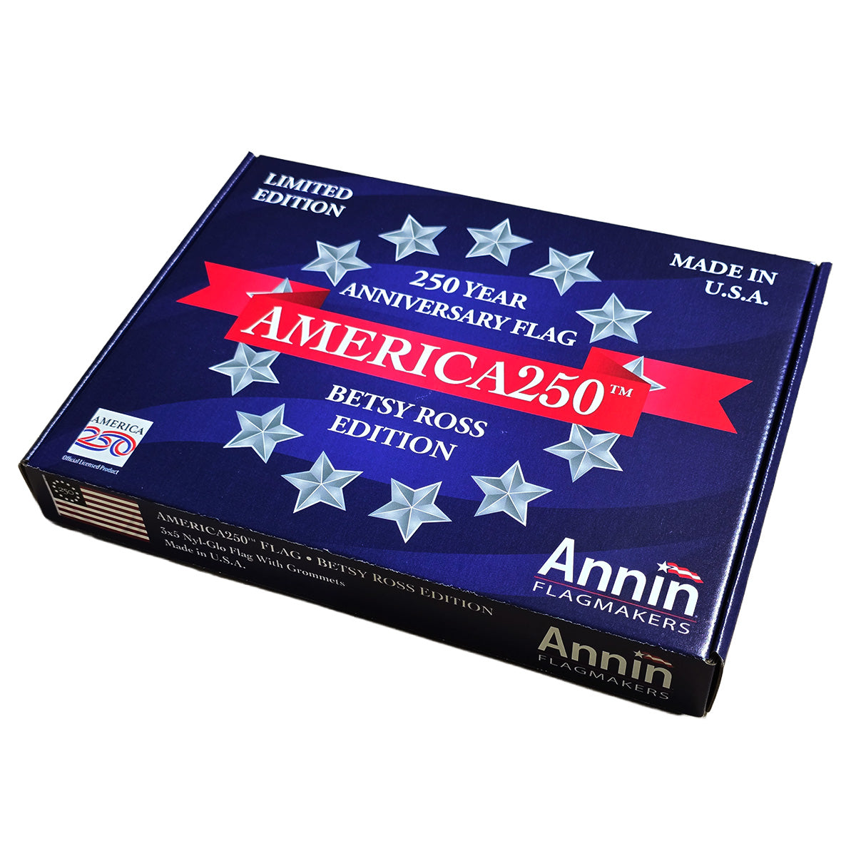 USA 250th Anniversary Betsy Ross Edition 3ft x 5ft Nyl-Glo Flag - With Special Anniversary Box