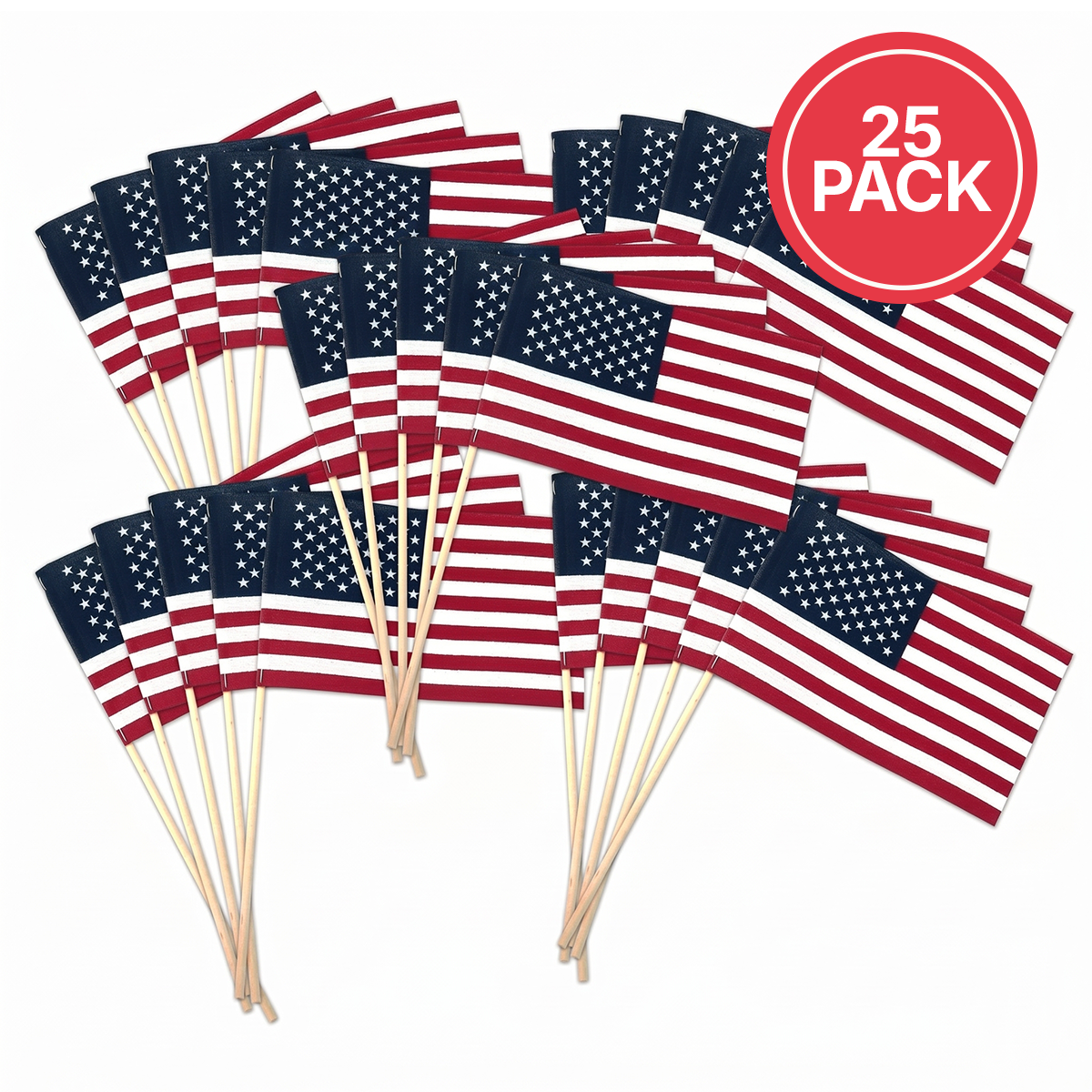 Super Tough 4x6 Cotton US Stick Flag with No Spear Tip - 25 Pack