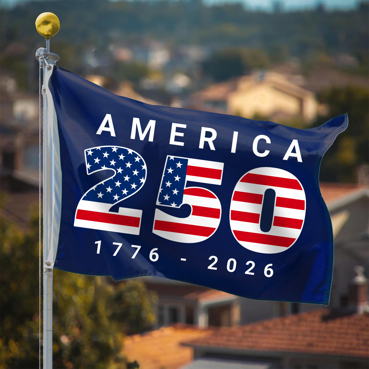 USA 250th Anniversary 3x5' Polyester Flag with Blue Background