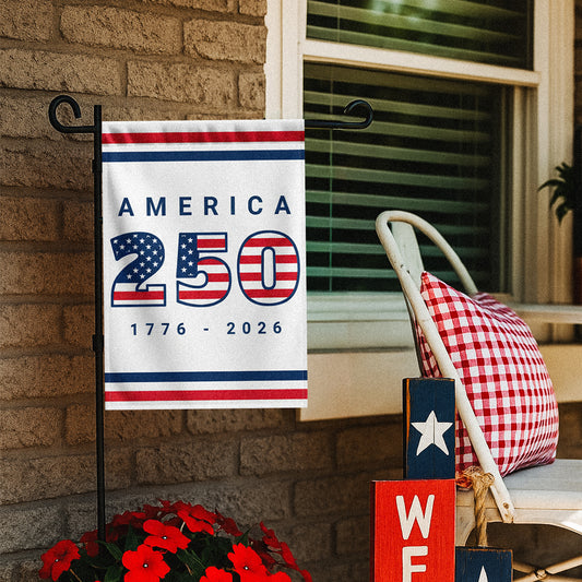 USA 250th Anniversary 12x18" Polyester Garden Flag with White Background