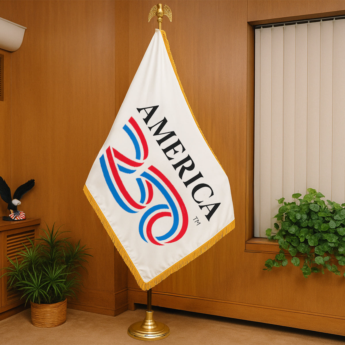 Inside Flag USA 250th Anniversary 3ft x 5ft Colonial Nyl-Glo Indoor Flag (White Ba ...