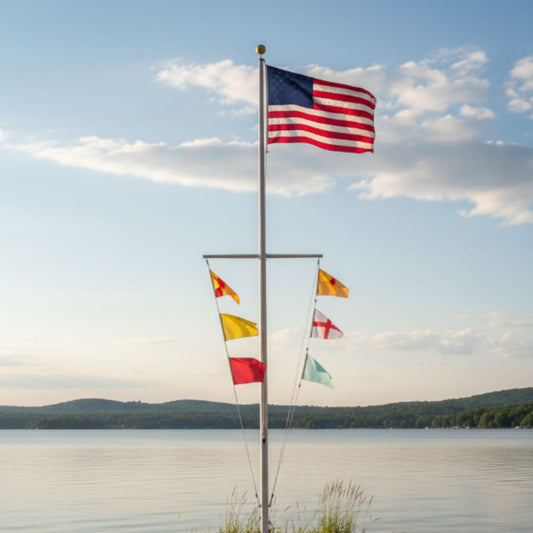Nautical Single Mast Series 30ft Commercial Flagpole - .125in Wall Thickness - 5in Butt Diameter