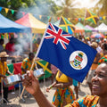 Cayman Islands hand flag waved at a Caribbean outdoor festival
