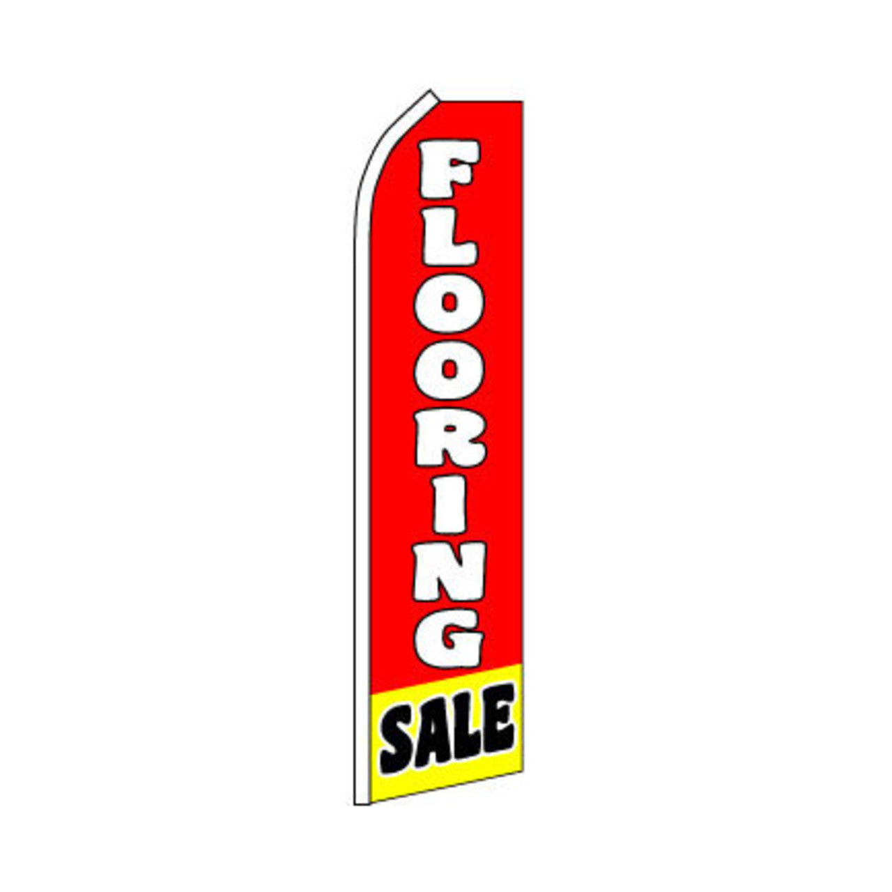 Red feather flag with 'Flooring Sale' text on a white background
