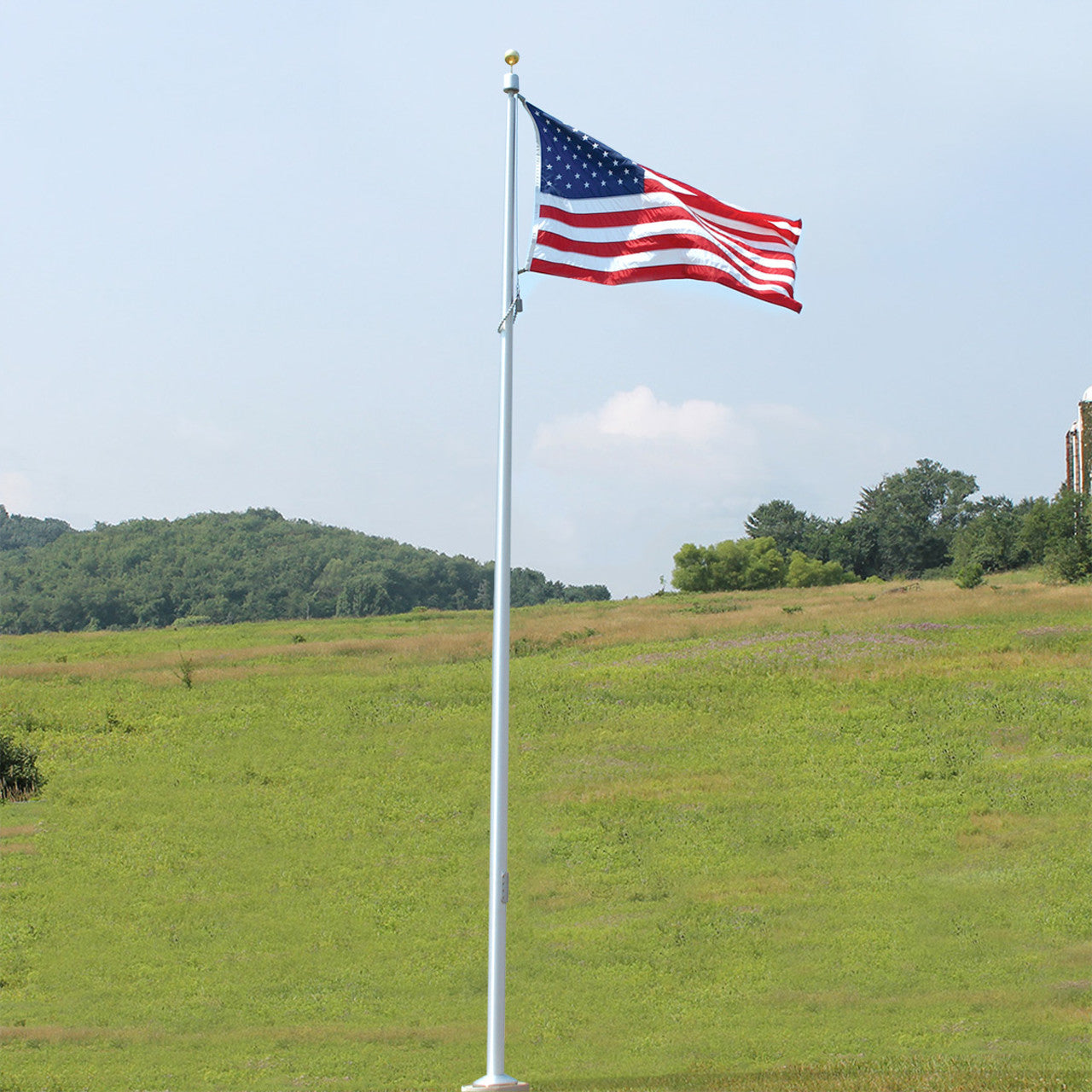 ECV25 Vanguard Internal Halyard Series 25ft Commercial Flagpole - .188in Wall Thickness - 6in Butt Diameter
