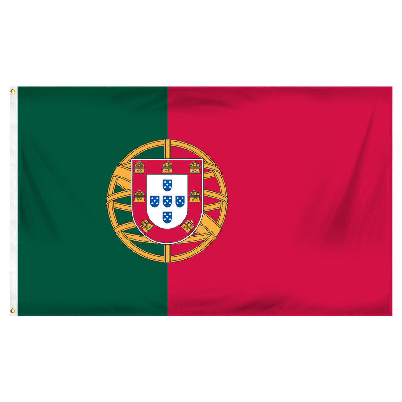 Flag of Portugal with green and red colors and a central coat of arms.