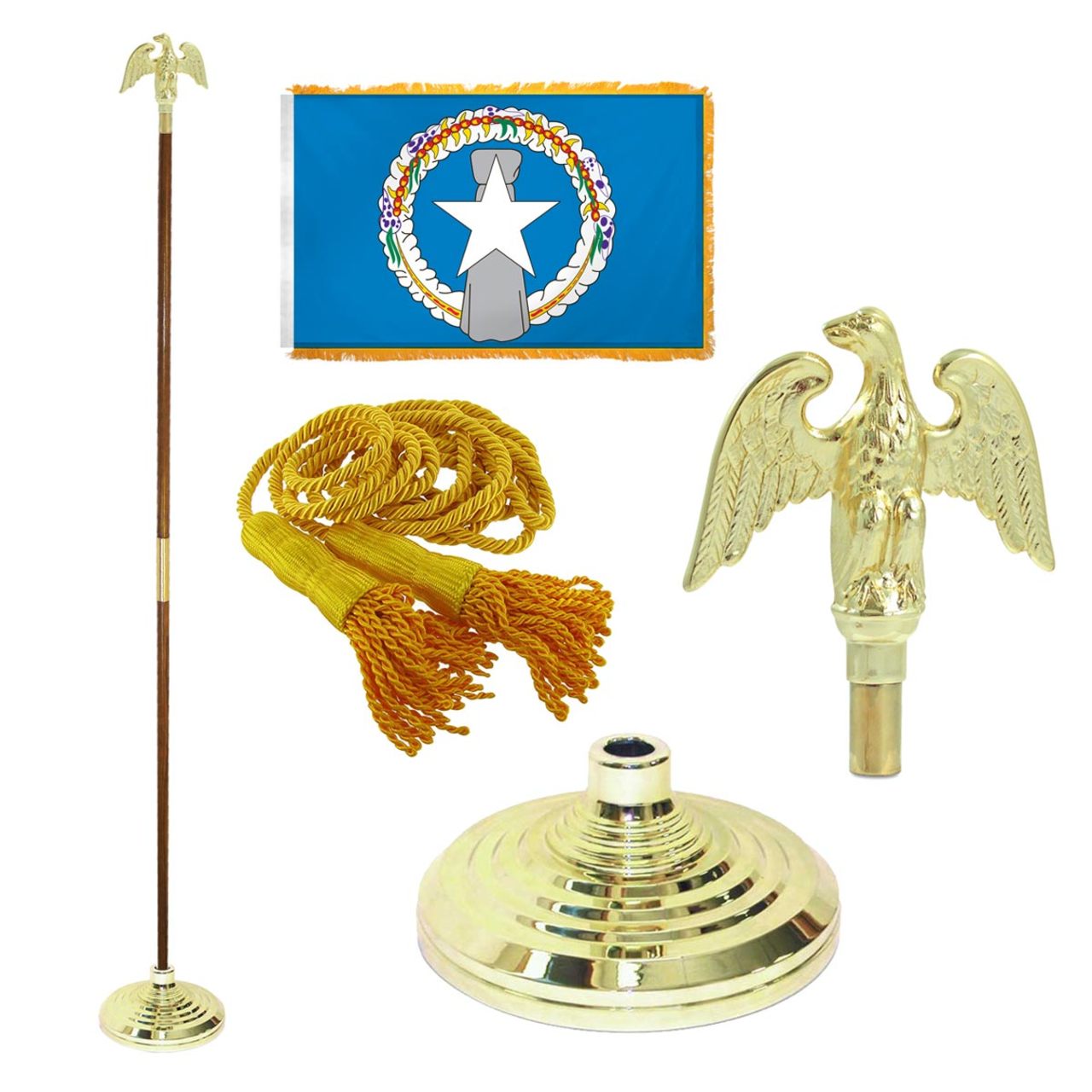 Super Tough Indoor Flagpole Kit with Nylon 4' x 6' Northern Marianas Flag