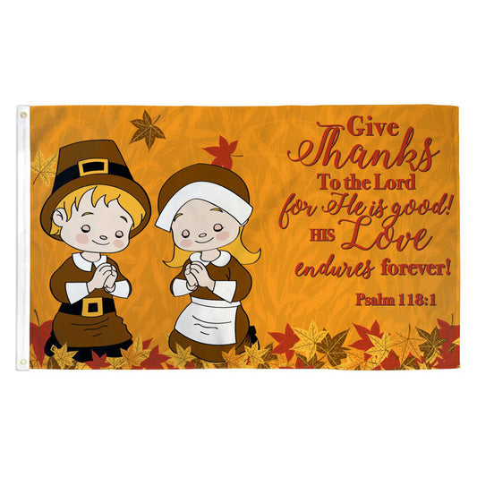 Fall Give Thanks Flag - 3ft x 5ft Printed Polyester