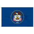 Flag with the emblem of Utah on a blue background