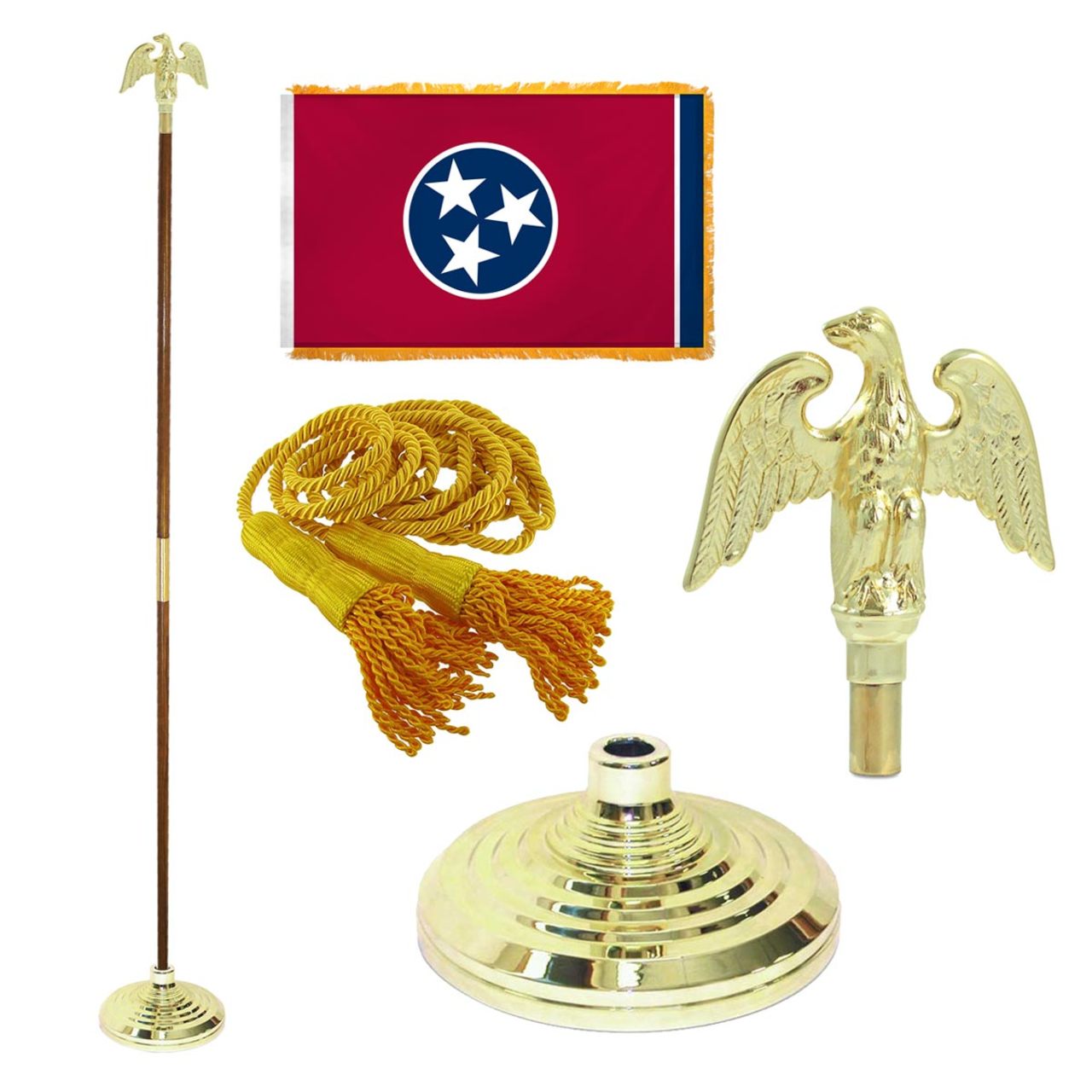 Super Tough Indoor Flagpole Kit with Nylon 4' x 6' Tennessee Flag