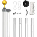 Super Tough 20ft Aluminum Sectional Residential Flagpole Kit - Silver