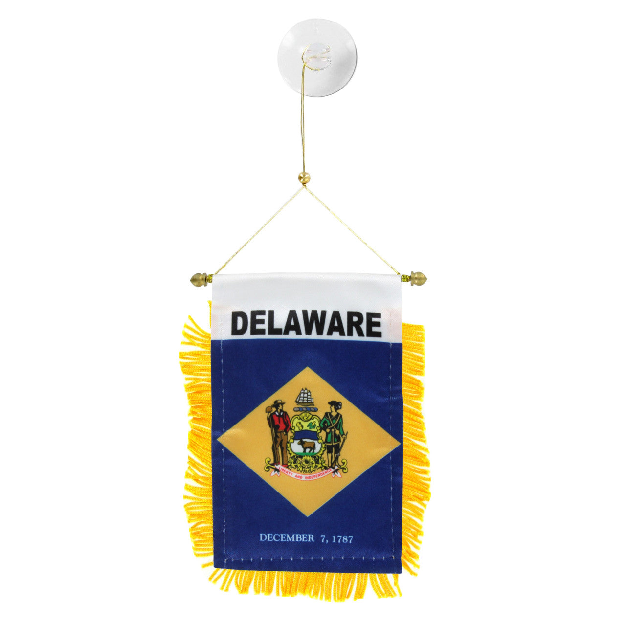 Delaware state flag hanging banner on a white background