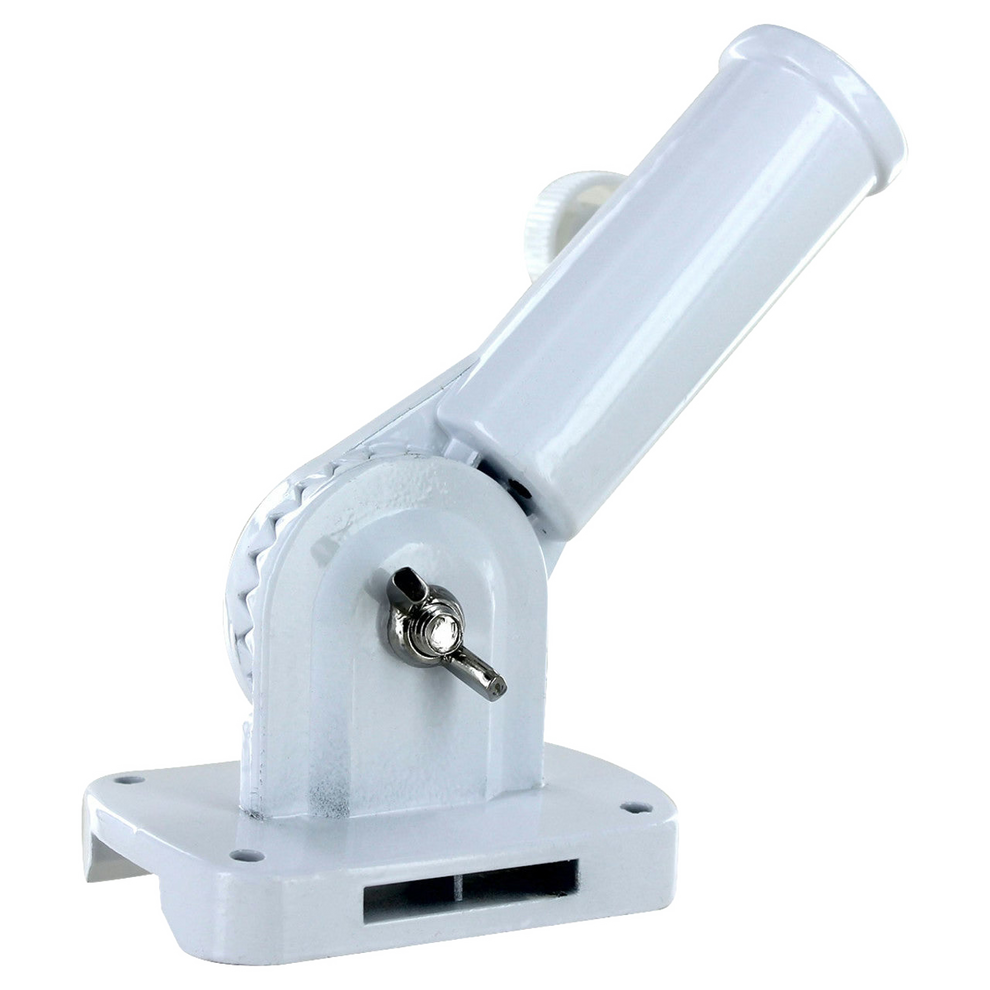 Adjustable cast aluminum bracket on a white background