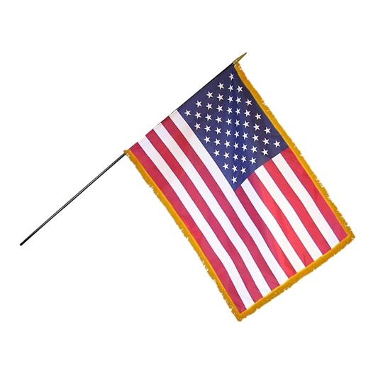 24in x 36in US Mounted Fringed Stick Flag