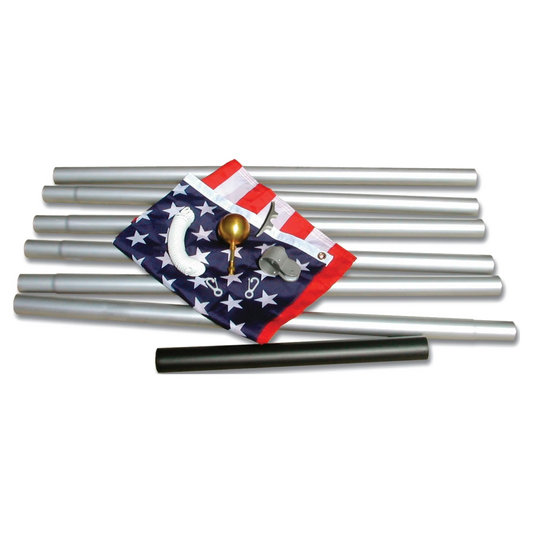 Super Tough 25ft Aluminum Sectional Residential Flagpole Kit- Satin Finish