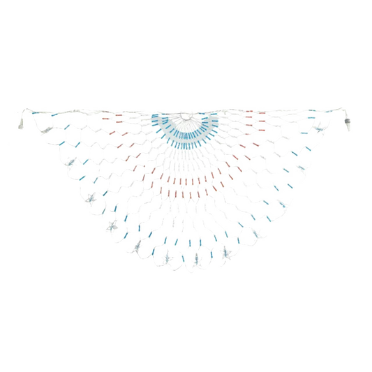 Decorative string light with blue and red lights on a white background