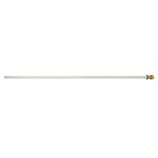 A flagpole with a wooden round finial on a white background
