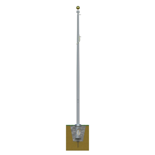 Illustration of a flagpole inground with ground sleeve