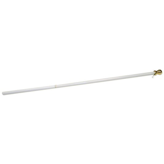 White flagpole with a gold finale on a white background