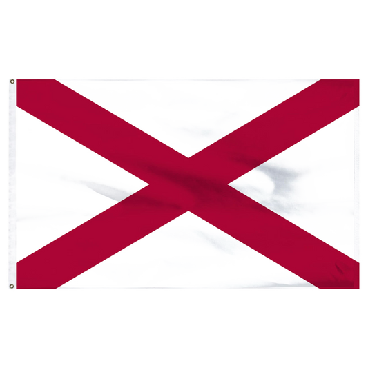 White Alabama state flag with two red diagonal stipes forming an 'X'