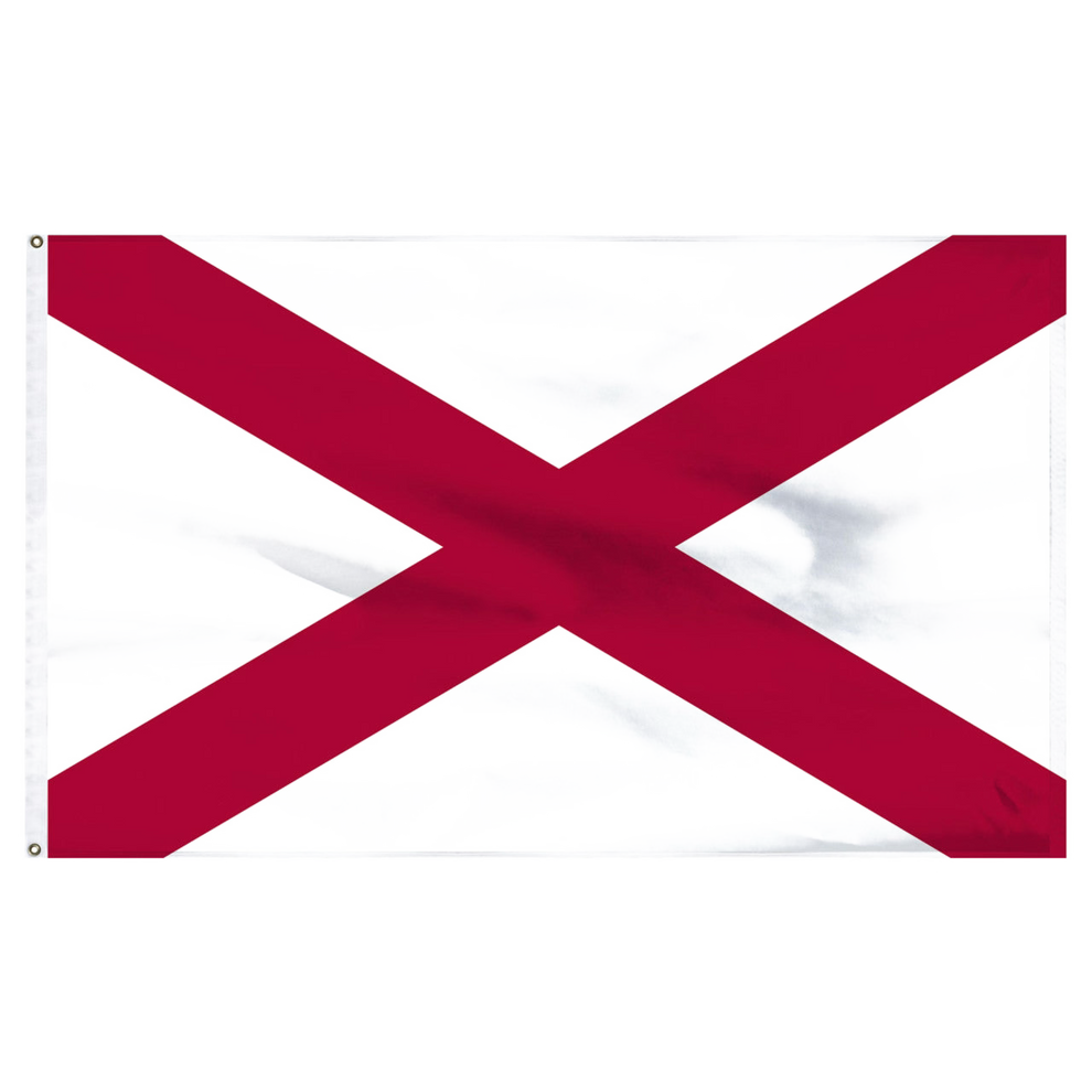 White Alabama state flag with two red diagonal stipes forming an 'X'