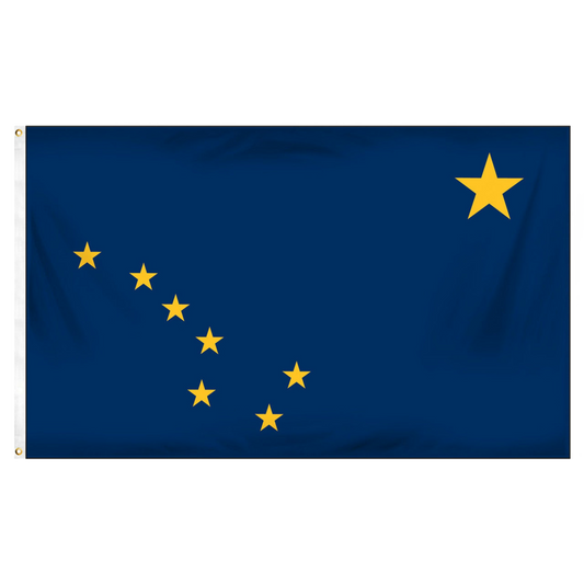 Alaska state flag featuring a blue field with eight gold stars forming the Big Dipper and North Star.