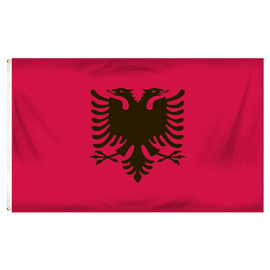 Flag with a black double-headed eagle on a red background
