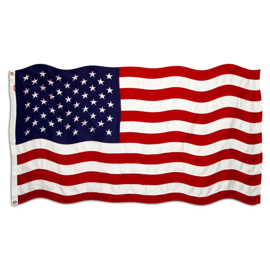 American flag waving on a white background